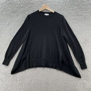 Nordstrom Sweater Black Cotton Merino Blend Relaxed Lagenlook